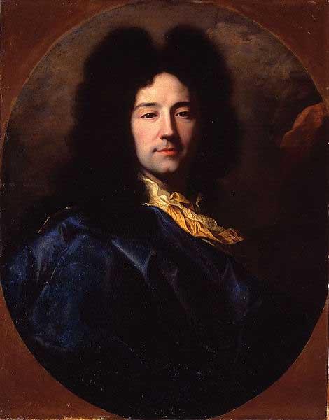 Hyacinthe Rigaud Portrait of Portrait of the artist, bust-length, with a yellow cravat and a blue cloak, feigned oval. Sweden oil painting art